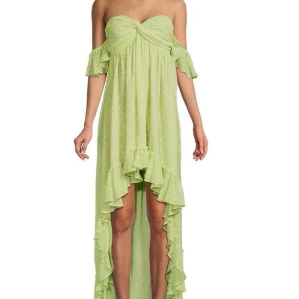 Misa Los Angeles Light Green Ruffle Maxi Dress